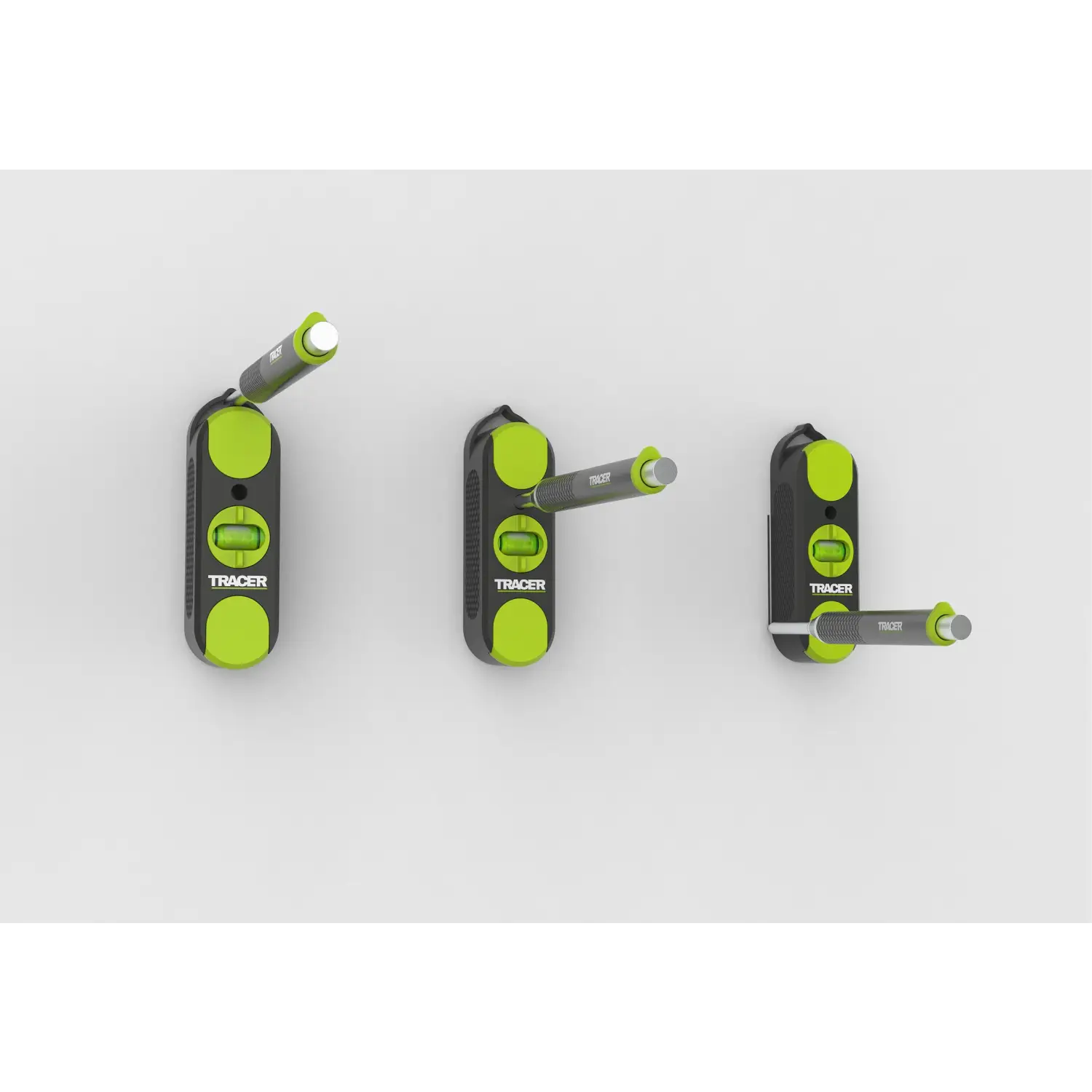 Trei instrumente de marcare verde și negru pentru tracer amsf1 detector magnetic montat pe perete