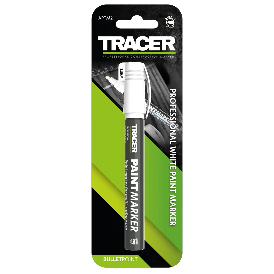 Marker cu vopsea albă Tracer APTM2 în ambalaj retail pentru dulgheri și profesioniști