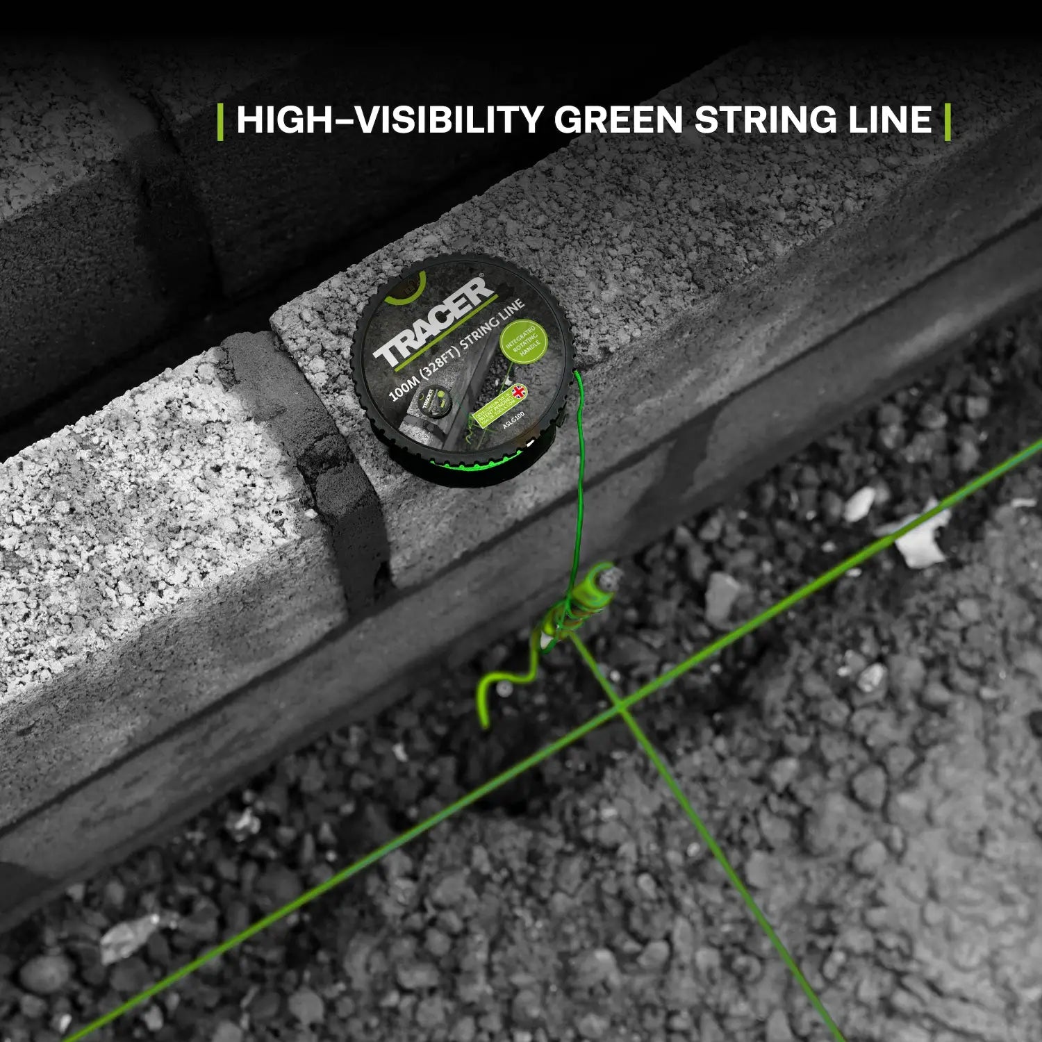 Sfoara trasat verde cu maner integrat, tracer aslg100 sfoara pe tambur pentru constructii