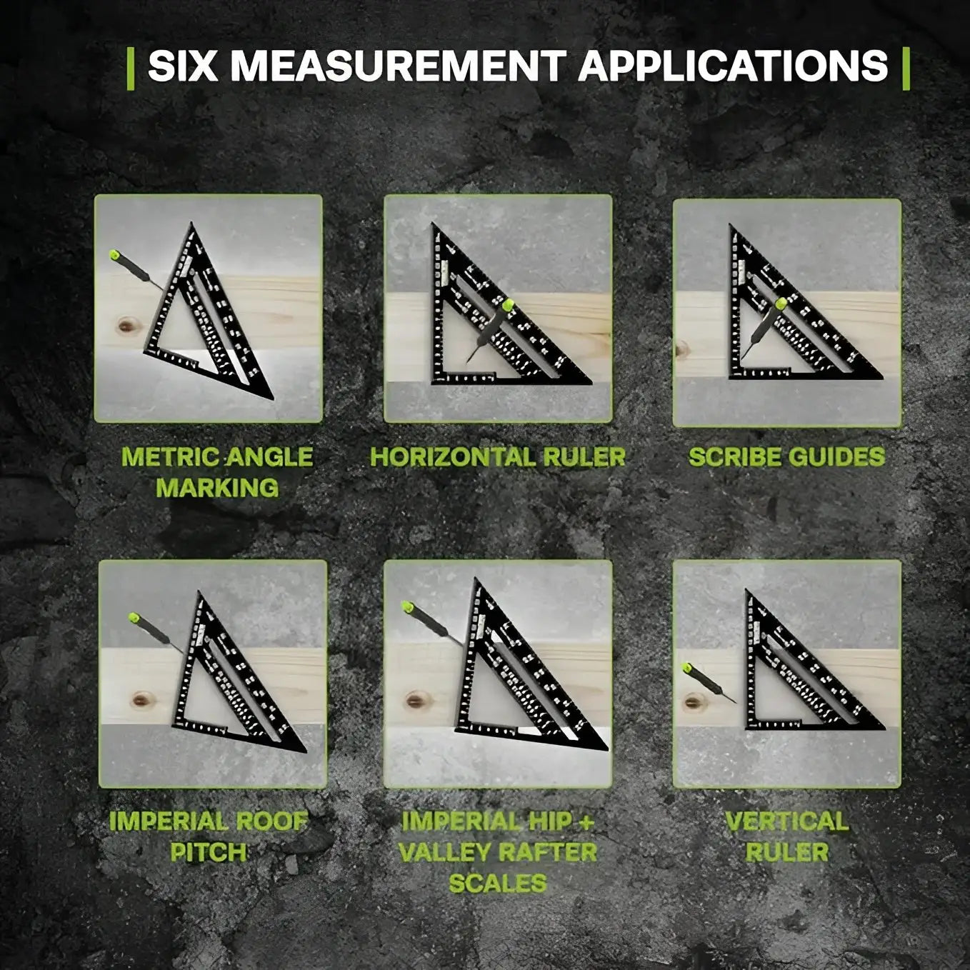 Alt text pentru tracer asq7m echer rapid: riglă triunghiulară neagră cu scriptor integrat pentru măsurare și marcare precise