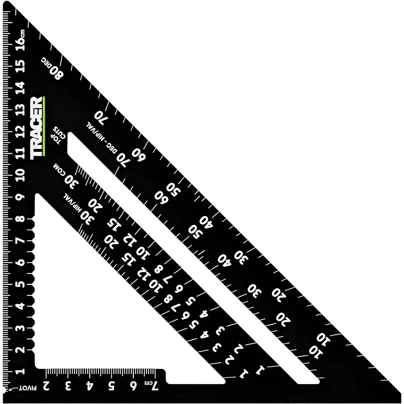 Alt text pentru imaginea cu riglă speed square neagră, etchată, pentru tracer asq7m echer rapid