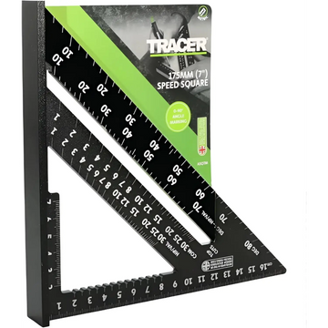 Alt text pentru imaginea cu tracer asq7m echer rapid, riglă de metal negru cu etichetă verde și gri