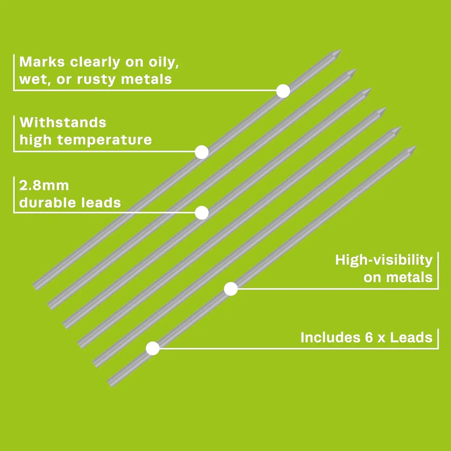Șase curele durabile și vizibile pentru metal uleios umed, TRACER Pro rezerve silver welders