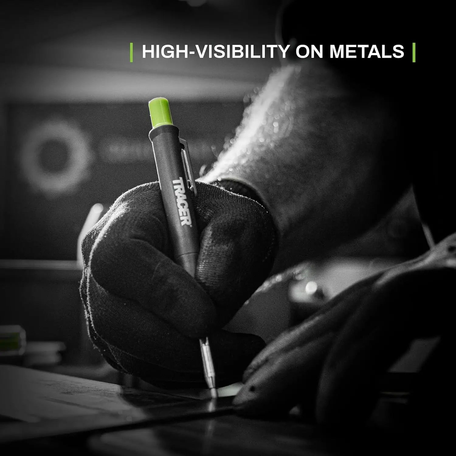 Creion mecanic negru și neon verde pentru vizibilitate pe metale, TRACER Pro rezerve Silver Welders