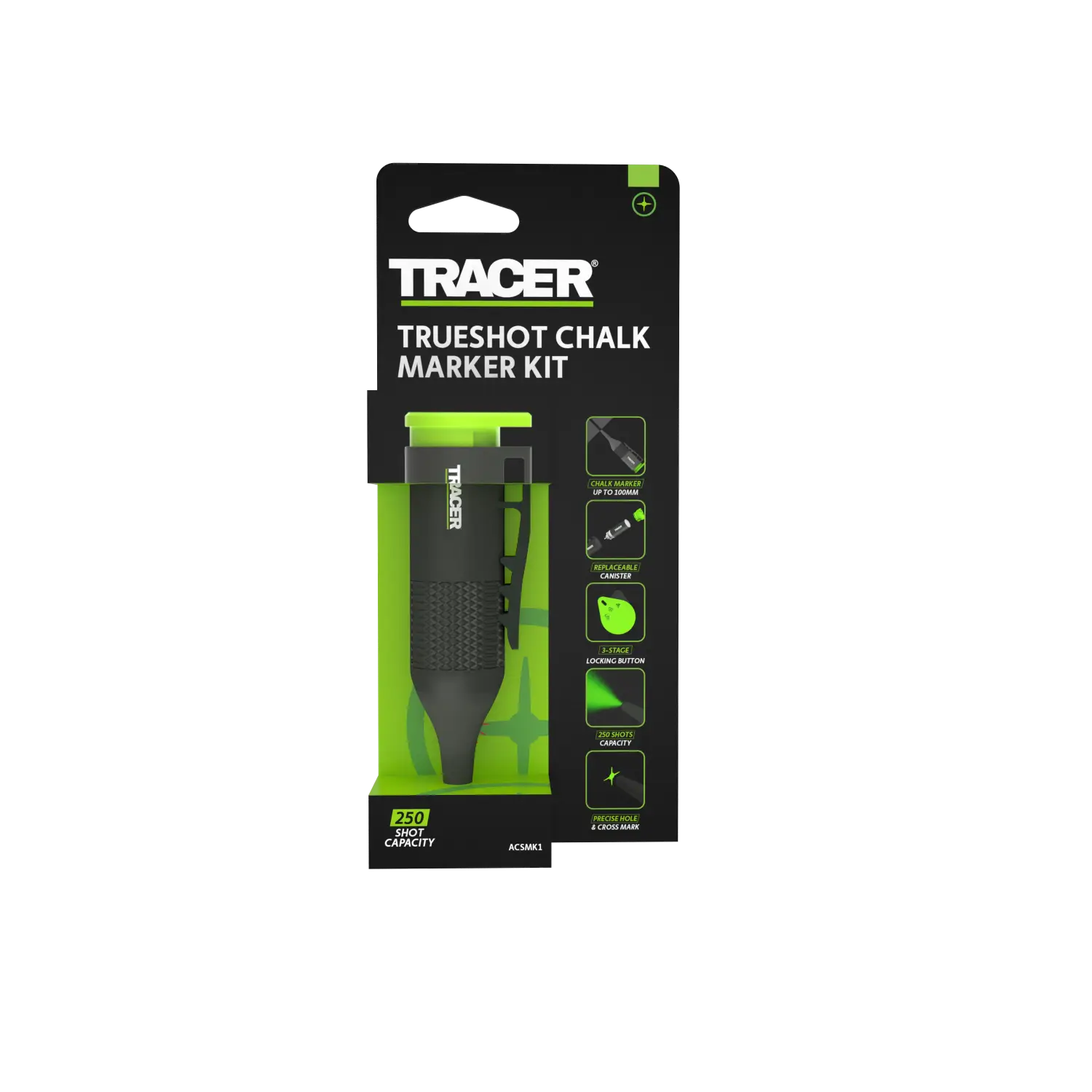 Tracer Trueshot Kit cu creta tip spray verde și capacitate de 250 shoturi