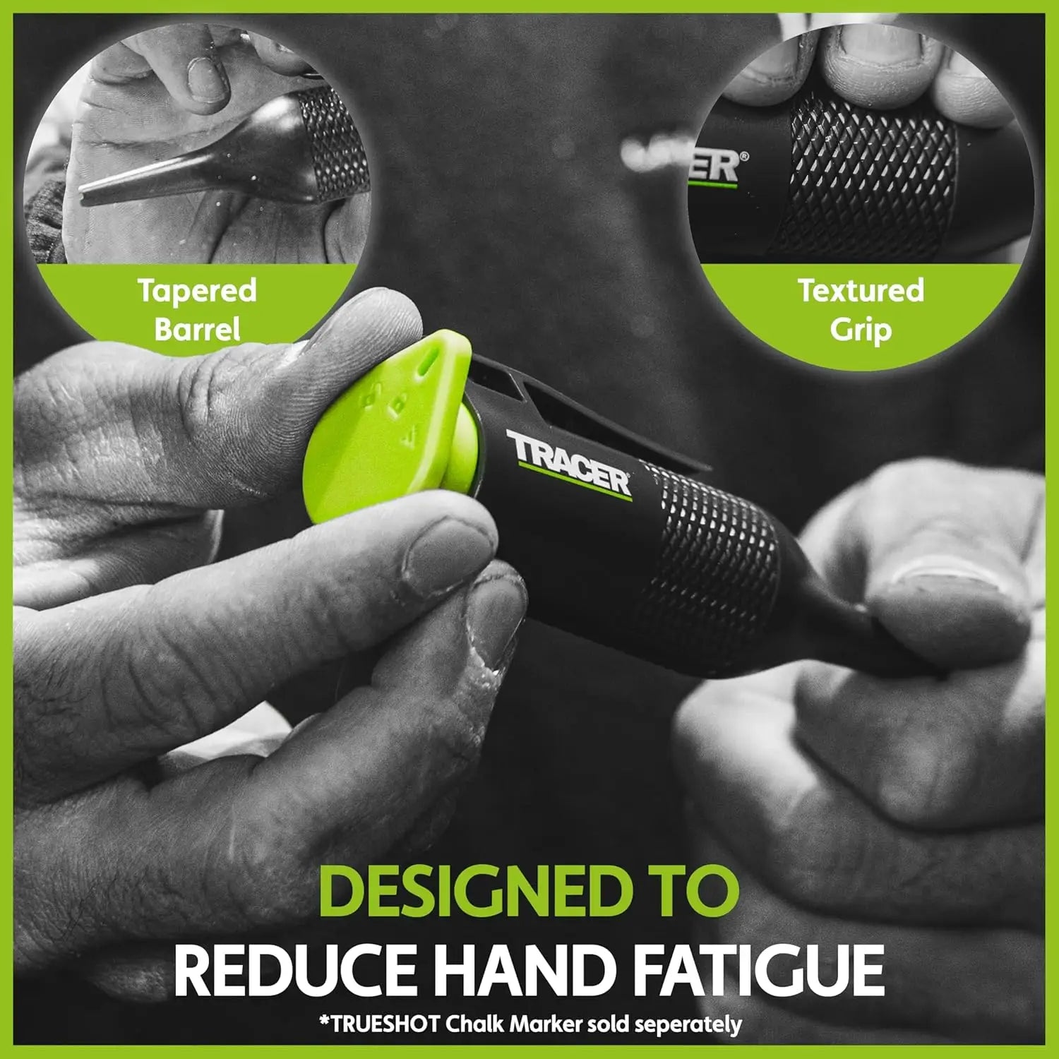 Marker cretă Tracer TrueShot cu canistre rezerva creta verde, grip texturat